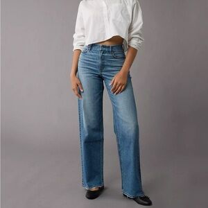 American Eagle Outfitters Blue Flare Wide Leg Jeans